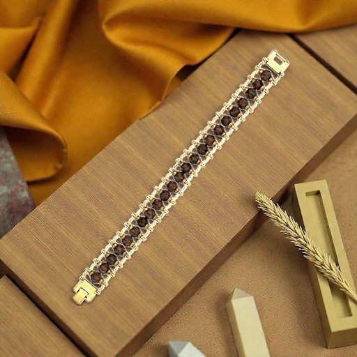 5 Mukhi Rudraksha Bracelet - Gold-Toned Spiritual Wrist Bracelete