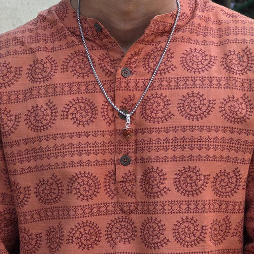 5 Mukhi Rudraksha Silver Plated Pendant Necklace - Anti Tarnish