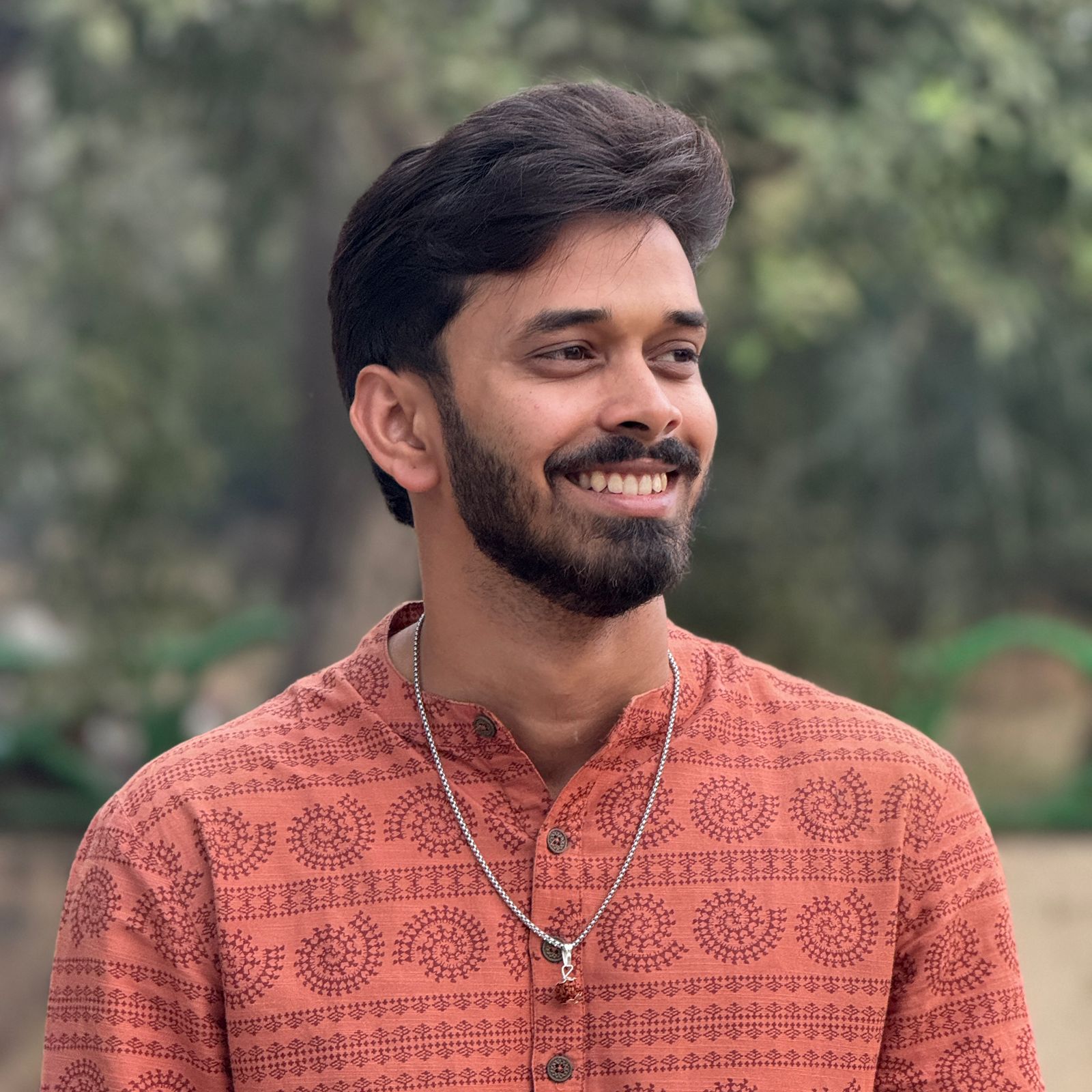 5 Mukhi Rudraksha Silver Plated Pendant Necklace - Anti Tarnish