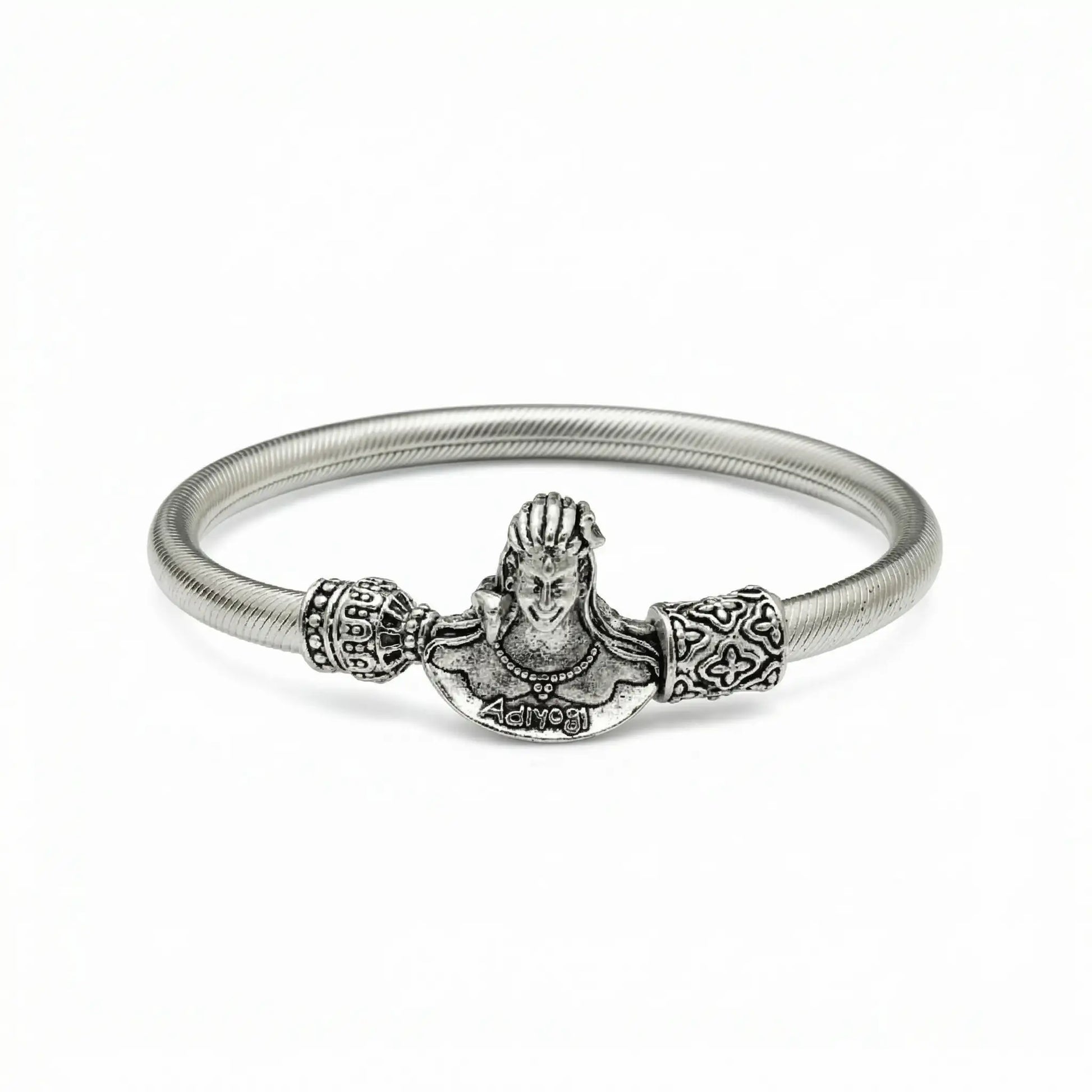 Adiyogi Shiva Bracelet - Silver-Toned Spiritual Kada