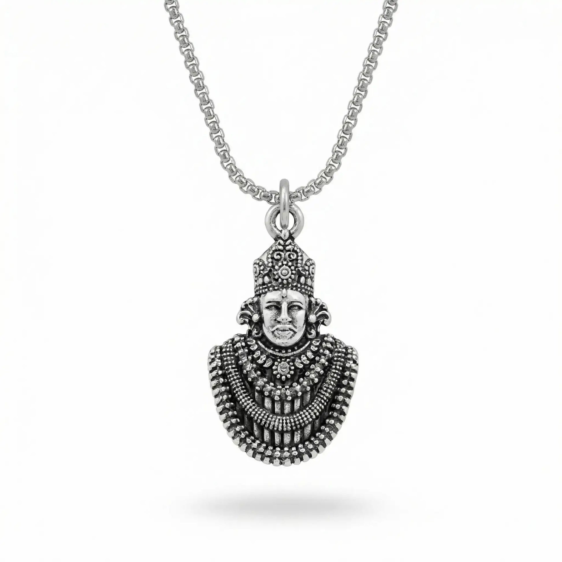 Khatu Shyam Baba Silver Plated Pendant Necklace - Anti Tarnish