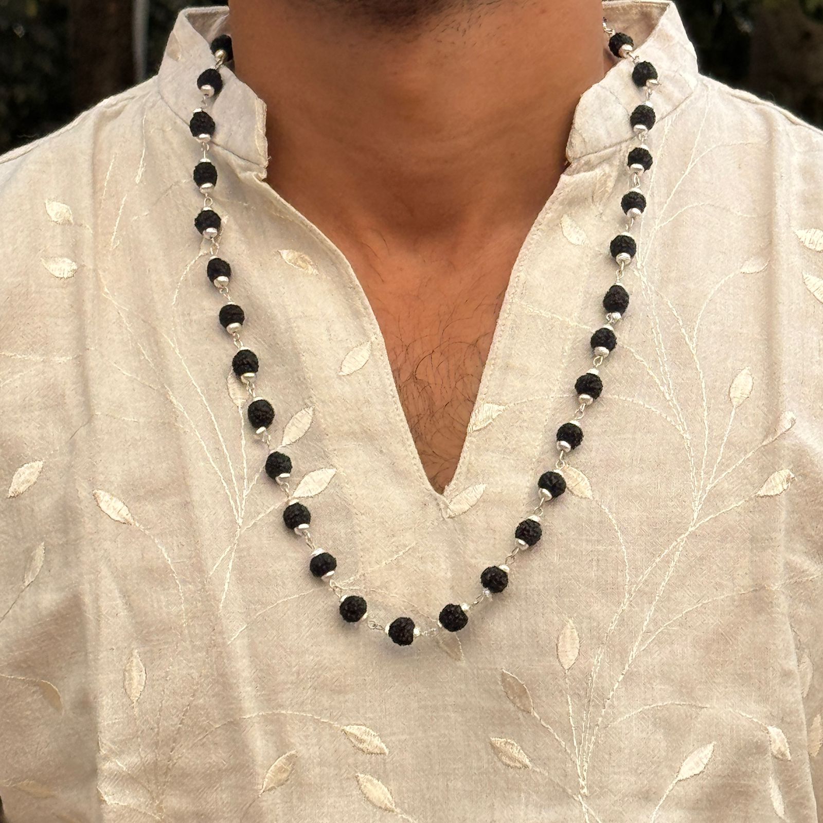 Black Rudraksha Mala Necklace - 54 Beads Spiritual Prayer Mala