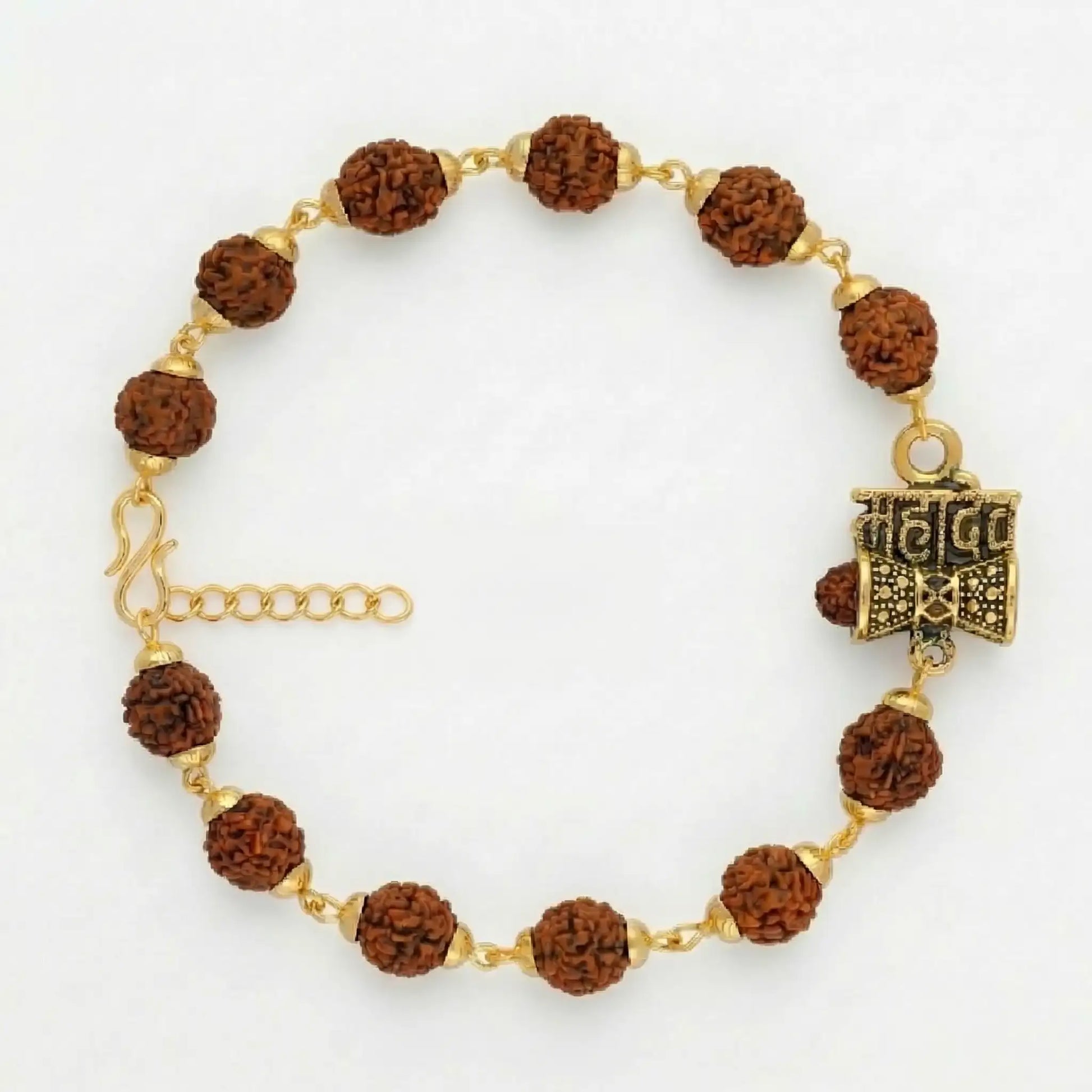 Mahadev Rudraksha Bracelet - Gold-Toned Chain Bracelet