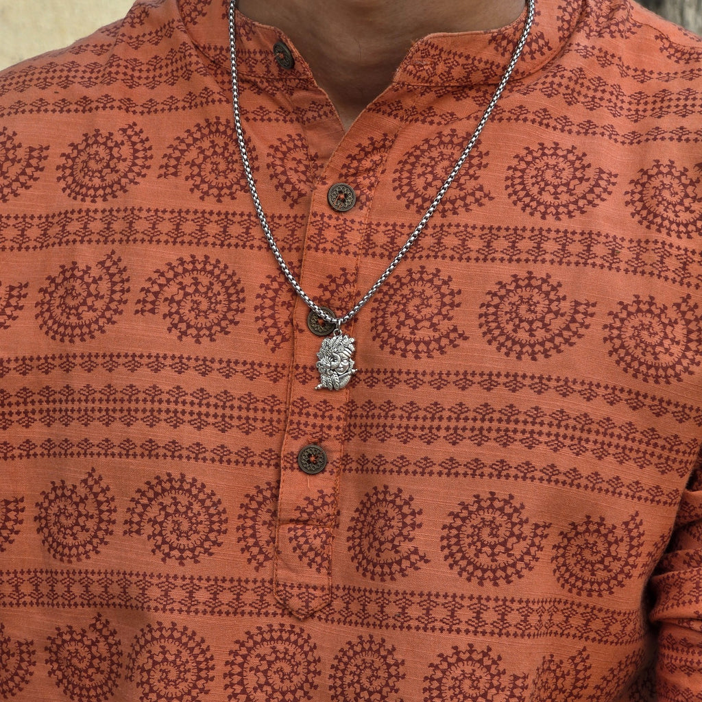 Murlidhar Krishna Flute Silver Plated Pendant Necklace - Anti Tarnish