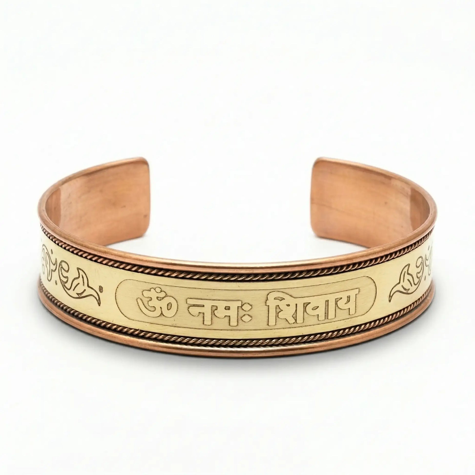Om Namah Shivaya Dual-Metal Kada Bracelet - Brass Copper