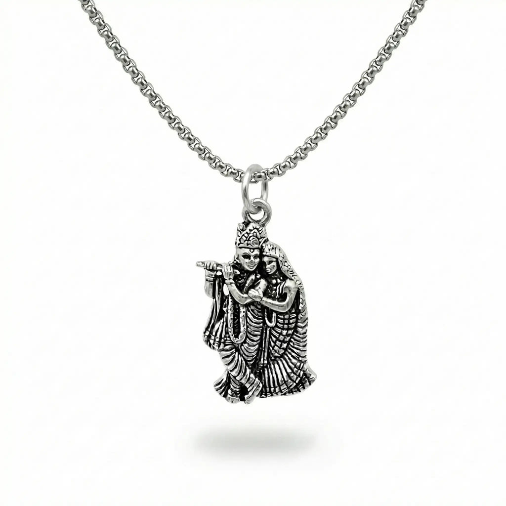 Radha Shyam Silver Plated Pendant Necklace - Anti Tarnish