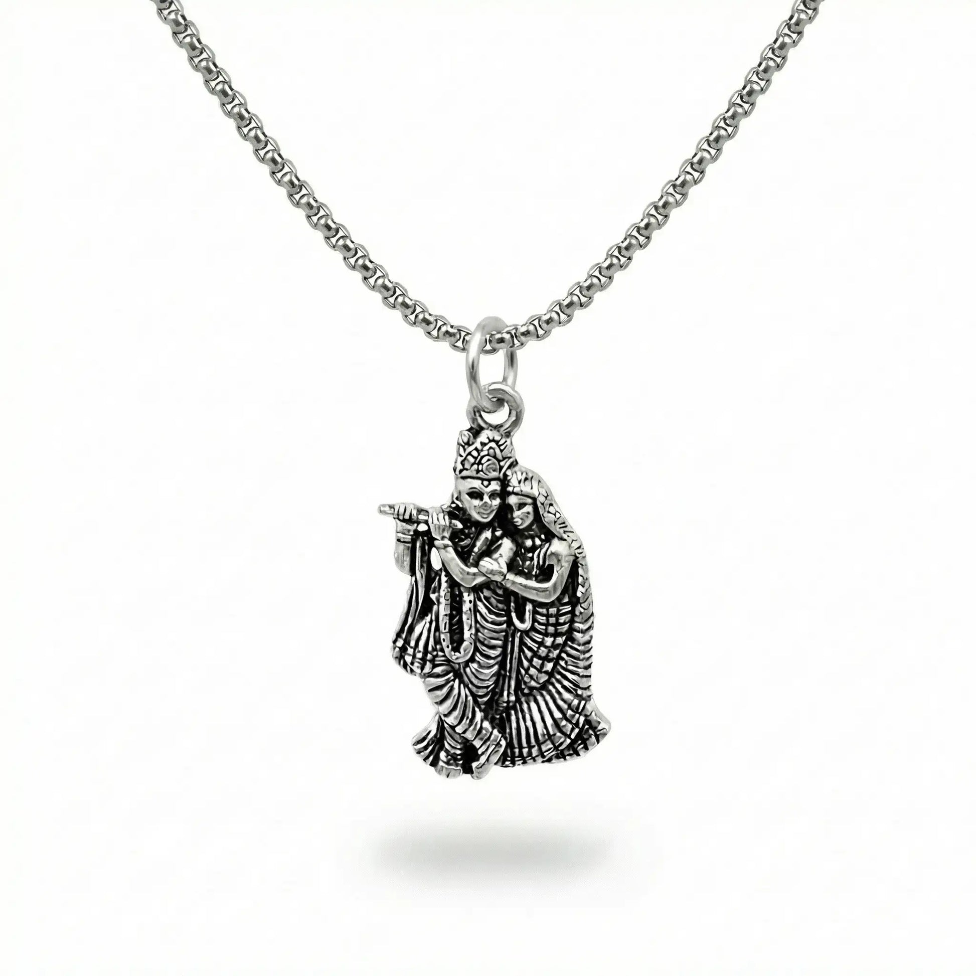 Radha Shyam Silver Plated Pendant Necklace - Anti Tarnish