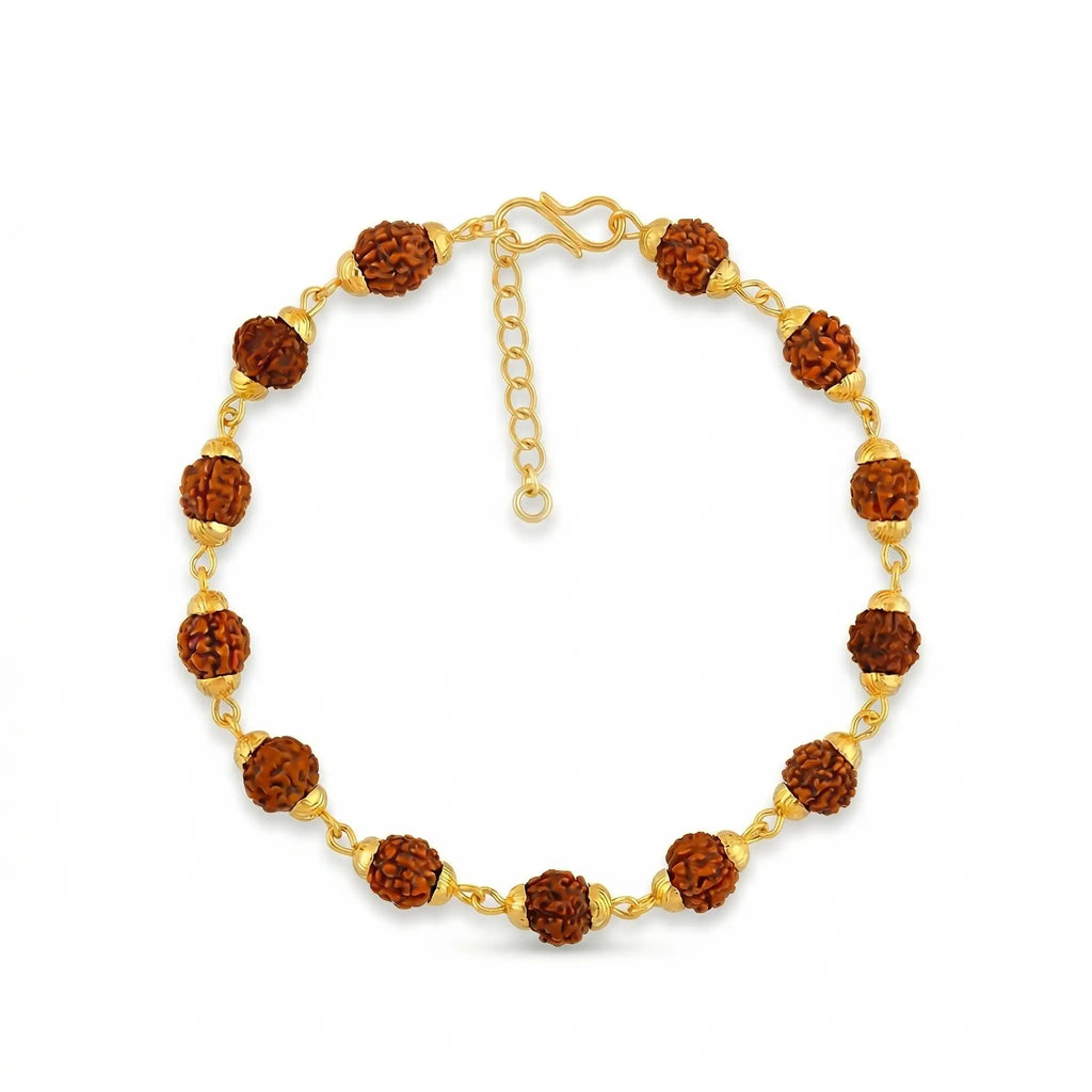 5 Mukhi Rudraksha Bracelet - Gold-Toned Chain Bracelet