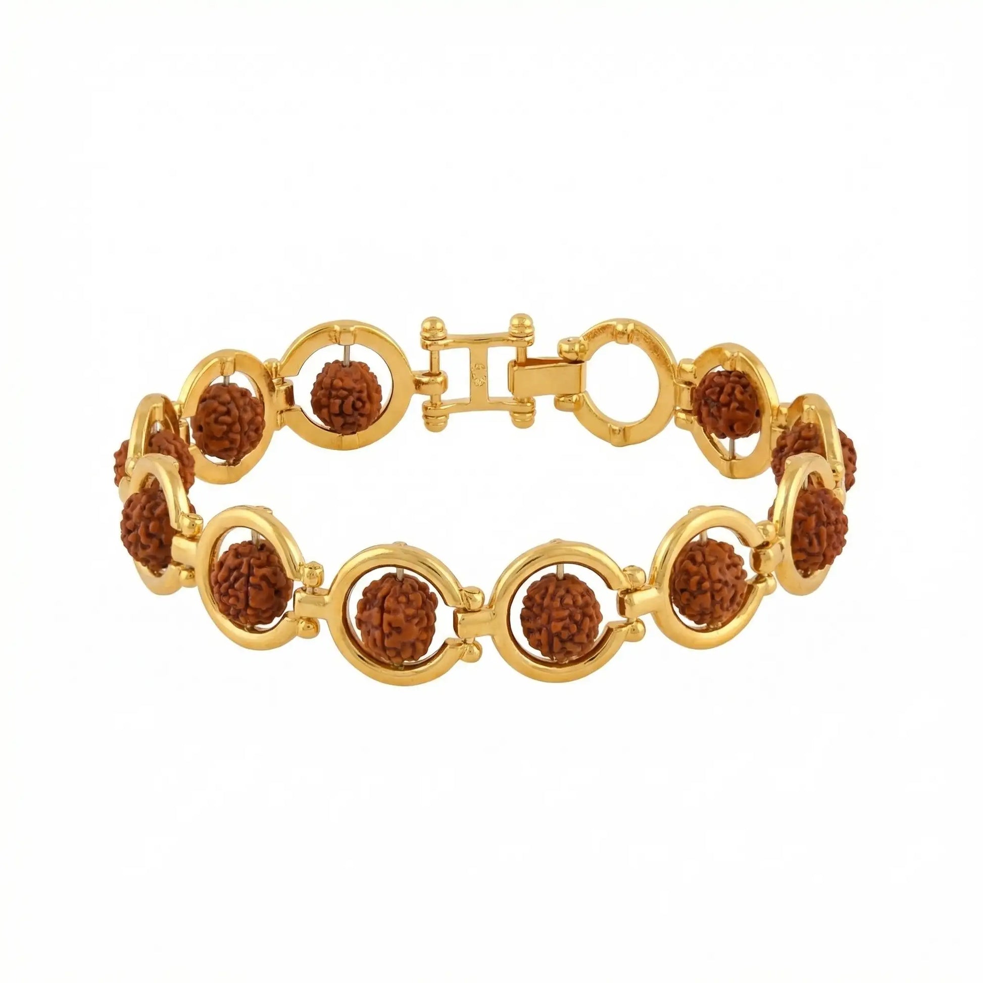 5 Mukhi Rudraksha Bracelet - Gold-Toned Circular Frame Bracelet