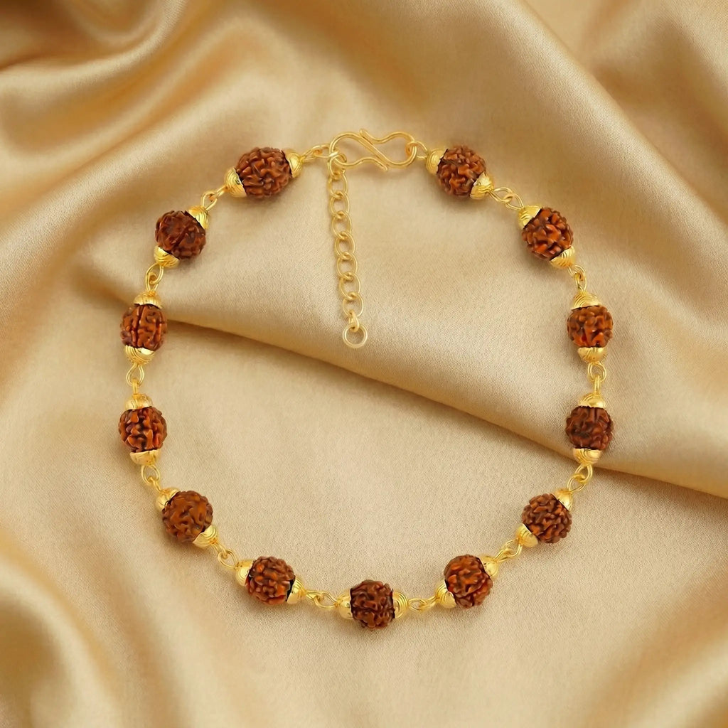 5 Mukhi Rudraksha Bracelet - Gold-Toned Chain Bracelet
