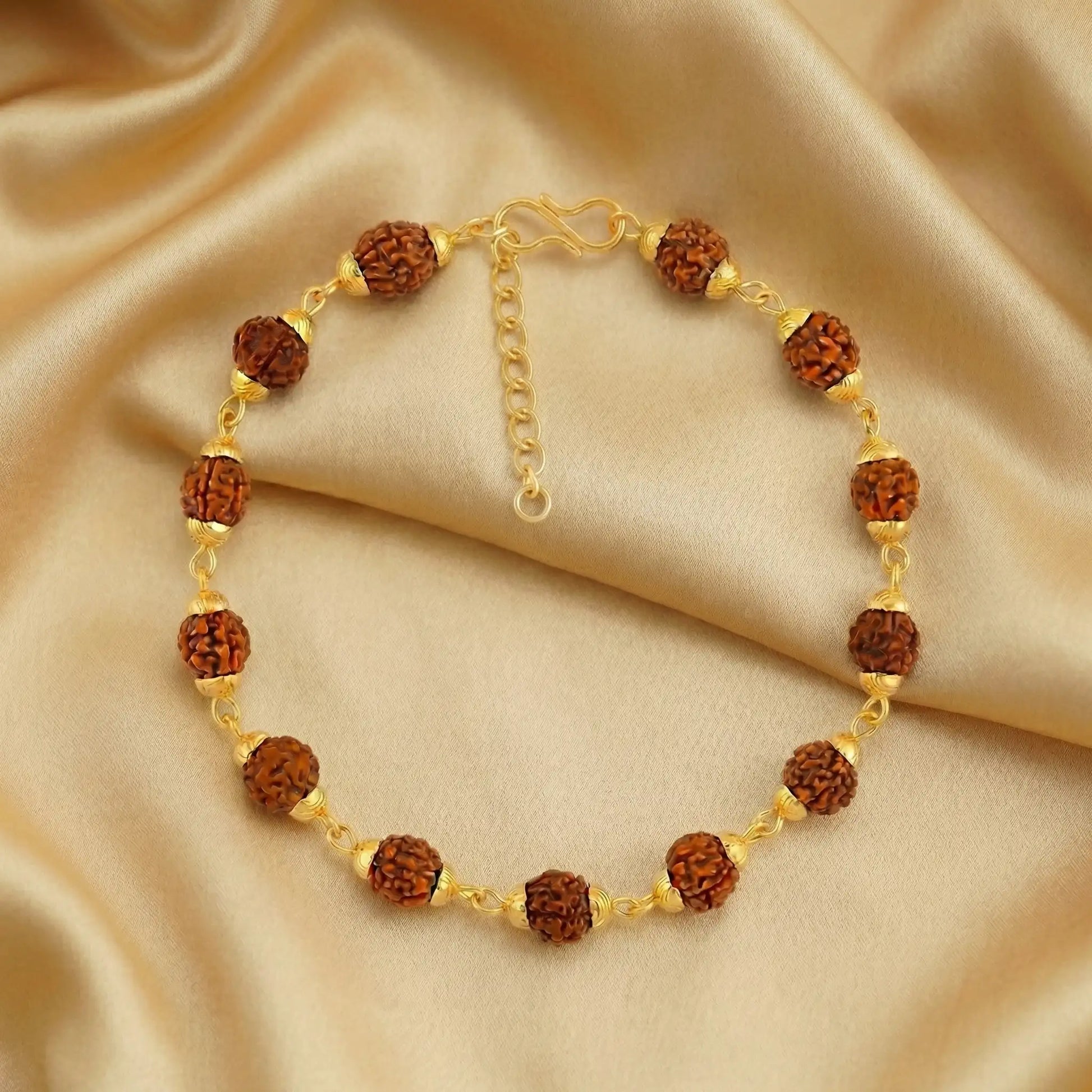 5 Mukhi Rudraksha Bracelet - Gold-Toned Chain Bracelet
