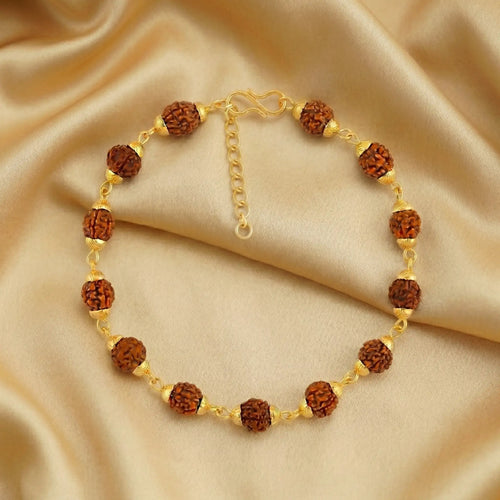 5 Mukhi Rudraksha Bracelet - Gold-Toned Chain Bracelet