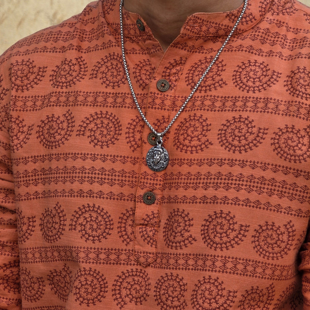 Shri Hanuman Silver Plated Pendant Necklace - Anti Tarnish