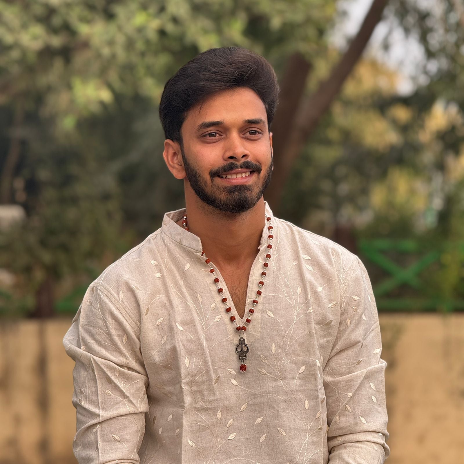 Trishul Damru Rudraksha Mala - Premium 54 Beads Shiva Meditation Necklace