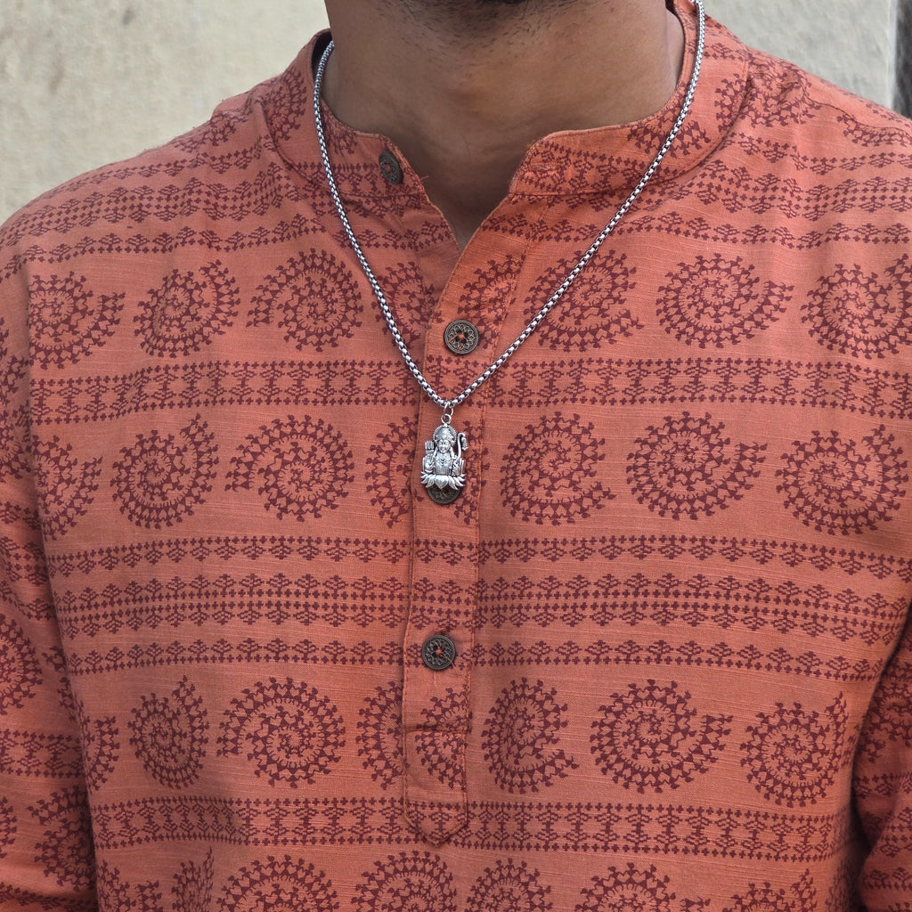 Shree Ram Kamal Silver Plated Pendant Necklace - Anti Tarnish