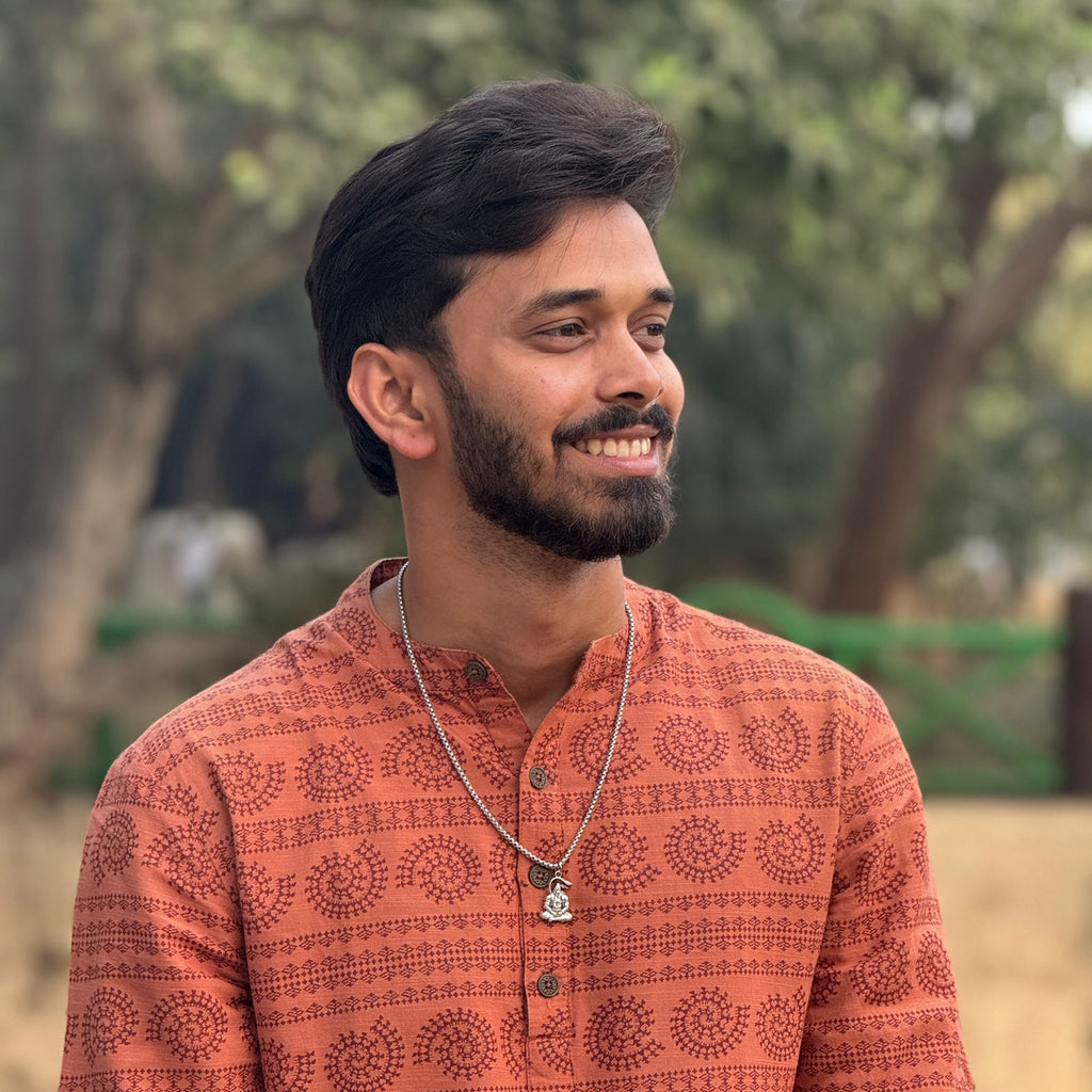 Yogi Hanuman Meditation Silver Plated Pendant Necklace - Anti Tarnish